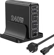 CHIPOFY 240W USB C Charger, 8-Ports PD 100W PPS 45W QC20W Fast Charging Compact GaN Desktop Station for MacBook Laptop, iPhone 16 15 Pro Max, iPad, Galaxy S23/S22, Pixel and More
