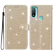 For Motorola Moto E20/e30/e40 Glittery Anti-drop Phone Case Flip Wallet Stand Leather Cover