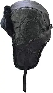 [Yosang] Aviator Pilot Hat Leather Winter Trapper Trooper Faux Fur Ear Flaps Hat