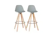 Hacienda Light Grey Pu Leather Barstools With Metal Footrest For Home Furniture Benches Bar Stools