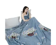 Skin-friendly Throw Blanket Wear Resistant Coral Fleece Extra Long Fuzzy Blanket for Home-F