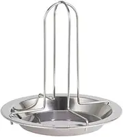 Chicken Roaster Rack Stainless Steel Upright Chicken Duck Holder BBQ Beer Can Vertical Roaster Chicken Stand with Drip Pan for Oven Barbecue BBQ Grill Accessories