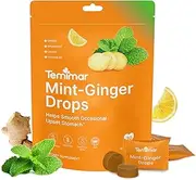 Temimar Mint-Ginger Drops for Nausea Relief, Smooth Upset Stomach, Morning & Motion Sickness, with Ginger, Lemon, Spearmint & Vitamin B6, 30 Individually Wrapped Candies