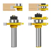 2Pcs Tongue and Groove Router Bit Set 1/2" Shank T Shape Wood Milling Cutter