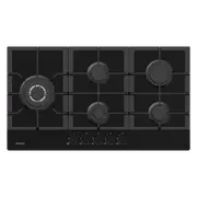 Domain Premium Gas on Glass Cooktop with Side Wok Burner + FFD & Cast Iron Trivets - 900mm
