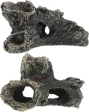 COLLBATH 2pcs Aquarium Driftwood Decaying Trunk Terrarium Resin Hollow Tree Root Log Ornament Decoration Log Fish Tank Wood with Holes and Aquarium Caves