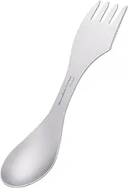 Boundless Voyage Titanium 3-in-1 Fork Spoon Spork Knife Dual-Purpose Outdoor Tableware Cutlery 1.2mm Thicken Professional Camping Hiking Utensils with Storage Bag Ti1064T