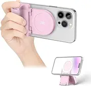 JJC Magnetic Phone Camera Grip Handle with Wireless Shutter Remote, Magsafe Camera Handle Bluetooth Bracket for iPhone Android Smartphone with 1/4” Tripod Screw for Video Photo Shooting (Pink)