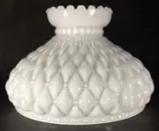 10" Cased Opal White Diamond Quilted Quilt Oil Kerosene Lamp Shade fits Aladdin