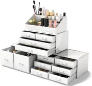 Makeup Cosmetic Organizer Storage Drawers Display Boxes Case w/12 Drawers- White