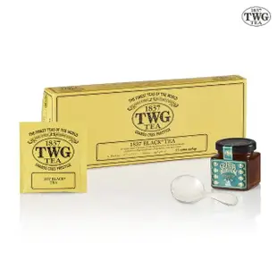 【TWG Tea】1837黑茶茗茶禮物組(手工純棉茶包 15包/盒+果醬+計量銀匙)