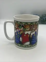 Lucy & me Lucy Rigg Enesco Sock Merry Christmas Teddy Bear Coffee Mug Cup Rare
