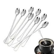 Huayeex Long Spoon | 8X Ice Tea Spoons Long Stainless Steel - Tableware Set 7.87in Iced Teaspoon Drink Stirrer for Milk Shaker Tall Cups Mugs