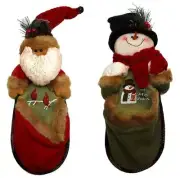 Fabric Burlap Stuffed Santa or Snowman Knick-Knack Holder Price Each