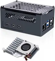 GeeekPi Aluminium Case with Official Raspberry Pi 5 Active Cooler, Raspberry Pi 5 Aluminium Case with PWM Fan and Heatsink for Raspberry Pi 5 4GB/8GB (Official Pi 5 Active Cooler Included)