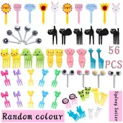 Mini Kids Animal Food Fruit Picks Forks Lunch Box Accessory Decor Tool 56Pcs