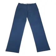 Haggar Men's 34x32 Premium Soft Chino Pants Blue Straight Fit Flex Waist NWT