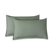 CleverPolly - Vintage Washed Microfibre Standard Pillowcases (Set of 2) - Khaki Green
