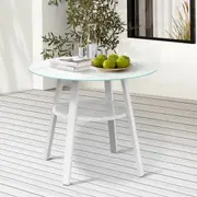 Livsip Outdoor Dining Table w/ Storage Shelf Patio Furniture White 90cm
