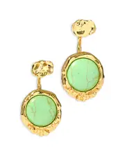 Alexis Bittar Brut Stone & Hammered Disc Front To Back Earrings in 14K Gold Plated
