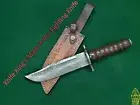 Custom Knife King's Made Beautiful Damascus Steel K-Bar Style Fighting Knife