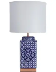 [Oriel Lighting] Xian Blue Patterned Ceramic Table Lamp