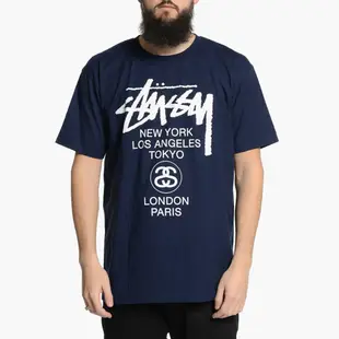 Stussy World Tour 藍 短袖T恤 短T 基本款 經典款 世界巡迴 Logo
