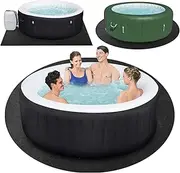 TIXANF 80 in Dia Round Hot Tub Mat for Inflatable Tub, Absorbent Hot Tub Pad with Waterproof Slip-Proof Backing Washable Ground Protector Floor Mat for 79" Dia Below Outdoor Indoor Hot Tubs