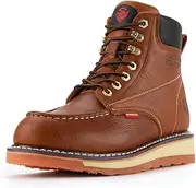 [SUREWAY] Mens Heavy Duty Soft/Composite/Steel Toe Work Boots for Men-Comfortable,Goodyear Welt,Full Grain Leather,6 in Wedge Moc Toe Construction Boots/Shoes