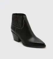 DOLCE VITA Booties 8 SETHE STUDDED Silver Black Boots Leather Western SlipOn NWT