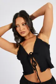 Black Tie Up Top - Size 10, Women's Bolero