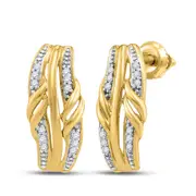 10kt Yellow Gold Round Diamond Vertical Stud Earrings 1/12 Cttw