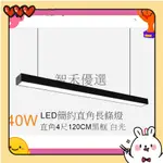 【智禾優選】 40W-LED簡約工業型長型燈 吊燈吸頂兩用 120CM 黑/白殼 白光/自然光 鋁吊線