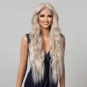 Long Wavy T Lace Frontal Wig Heat Resistant Synthetic Hair Mixed Blonde