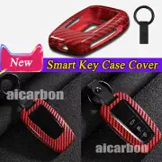 Red Carbon Fiber Style Smart Key Case Cover Trim Fit For Toyota Rav4 2019-2024 (for: Toyota)