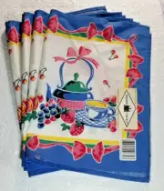Placemats Teapot Cup & Fruit Set of 4 Classic Design New Tags Wilton Court
