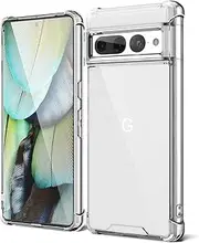 KIOMY Case for Google Pixel 7 Pro, Airbag Corners Shockproof Bumper Protective Phone Cover, Hybrid Design Hard PC Back with Flexible TPU Frame, Clear See Through