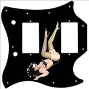 SG Standard Pickguard Custom Gibson Graphical Guitar Pin Up Kicking Legs Black