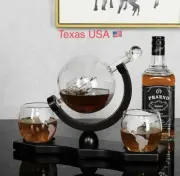 Whiskey Decanter Set with Globe Glasses, Gifts for Men Dad Fathers Day
