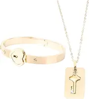 [Holibanna] Heart Symbol Key Bracelet Titanium Steel Bangle Jewelry for Valentine's Day Weddings Proposals and Mother's Day Durable and Chic present for Friends and Loved Ones