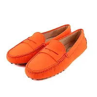 在飛比找Yahoo奇摩購物中心優惠-TOD’S Gommino 磨砂小牛皮休閒豆豆鞋(暖橘色)