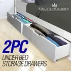 KINGSTON SLUMBER Trundle Under Bed Storage Drawers 2x Solid Pine Wooden White