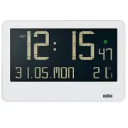 Braun Multifunction Reverse LCD Alarm Wall & Desk Clock, White, 26cm