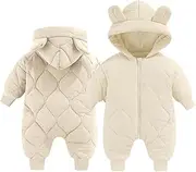 [KEOYA] Baby Girls Boys Hooded Winter Snowsuit Warm Fleece Lined Romper Zipper Down Jumpsuit Padded Thick Puffer Clothes