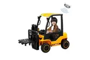 Kids Electric Forklift RC Car Ride On Toy Vehicle Off Road Truck 12V Battery with Parental Remote Control Liftable Forks Pallet Light MP3 Black