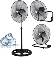 3-in-1 High Velocity Heavy Duty Metal Industrial Floor Fans,Garage Wall Fan, Pedestal Fan, for Patios, Warehouse, Commercial, Basement,18"