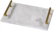 [TOMVAES] Marble Stone Decorative Tray, Bathroom Vanity Tray, Marble Tray with Gold Handles, Catchall Key Perfume Tray for Counter, Vanity, Dresser, Nightstand, Desk