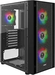 GAMDIAS Zeus ATX Mid Tower Gaming Computer PC Case with Side Tempered Glass, 4X 120mm ARGB Case Fans and Sync with 5V RGB Motherboard and Excellent Airflow