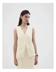 [Unison] Tailored Longline Vest in Wheat