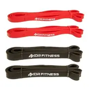 Pull Up Assist Band Set 2 Red and 2 Black Heavy Duty 41" Resistance Bands for